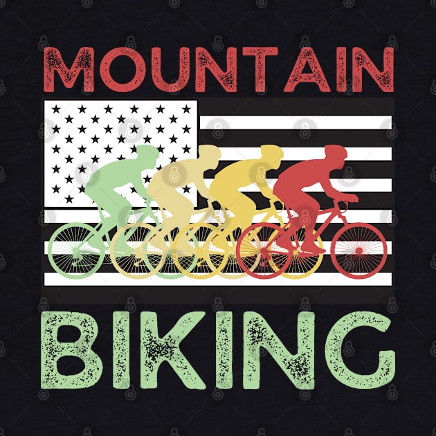 Mountain Biking Team Vintage American Flag by JustBeSatisfied